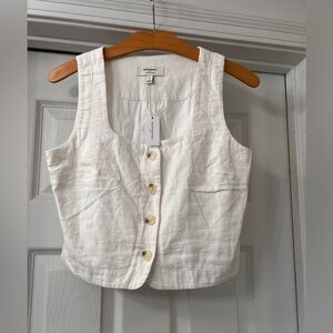 Banana Republic Classic Off White  Linen Button-Up Blouse Sz 2
NWT